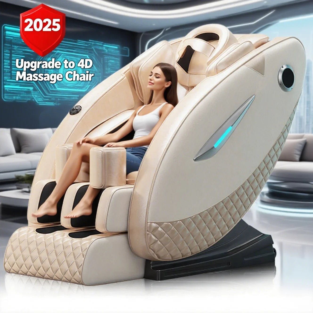4D Massage Chair with Full Body Relaxation Function 2025 Zero Gravity SL - Track Shiatsu with Bluetooth Speaker and AI Control - Wellness Wave Fitness