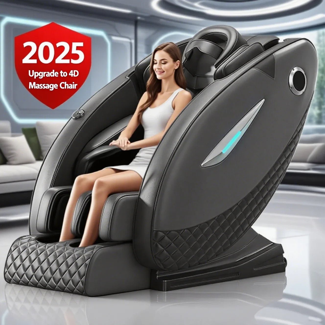 4D Massage Chair with Full Body Relaxation Function 2025 Zero Gravity SL - Track Shiatsu with Bluetooth Speaker and AI Control - Wellness Wave Fitness
