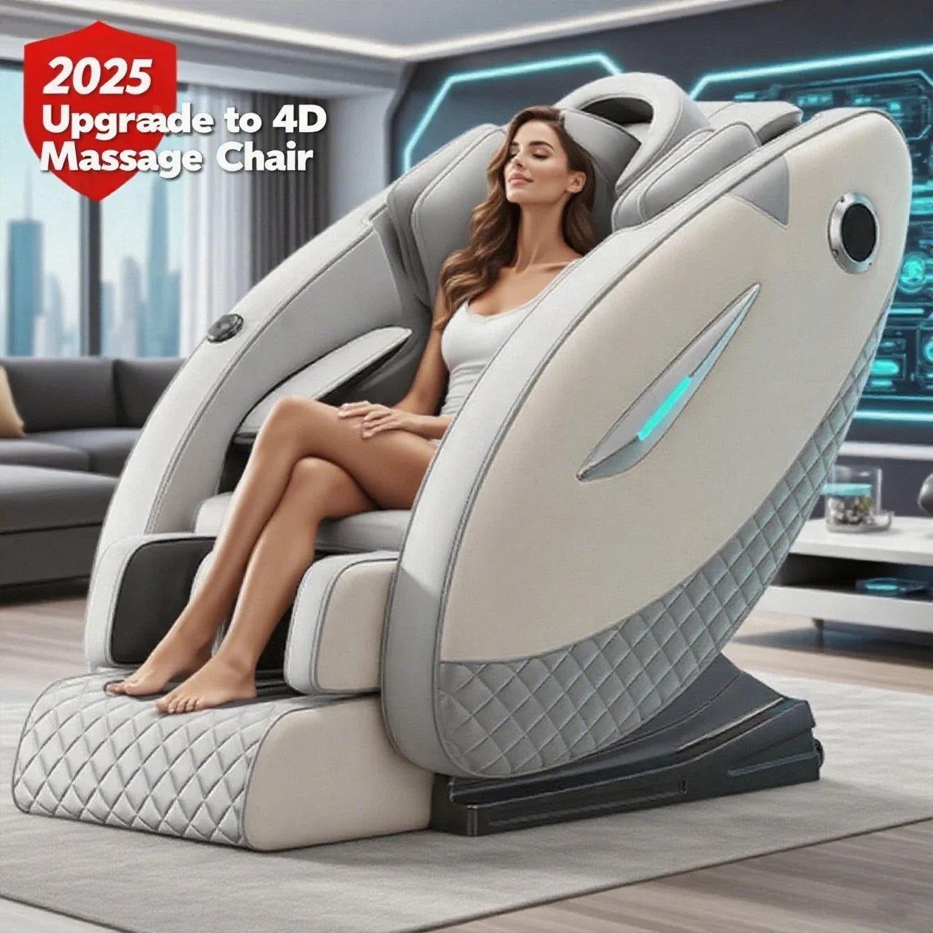 4D Massage Chair with Full Body Relaxation Function 2025 Zero Gravity SL - Track Shiatsu with Bluetooth Speaker and AI Control - Wellness Wave Fitness
