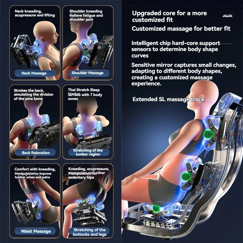 6D AUTO Massage Chair Full Body Massage Zero Gravity Relaxation Recliner with SL - Track Bluetooth Speaker and Heating Function - Wellness Wave Fitness