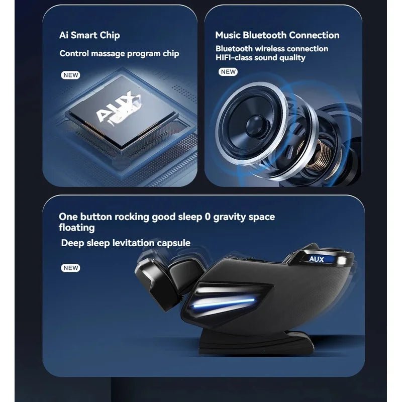 6D AUTO Massage Chair Full Body Massage Zero Gravity Relaxation Recliner with SL - Track Bluetooth Speaker and Heating Function - Wellness Wave Fitness