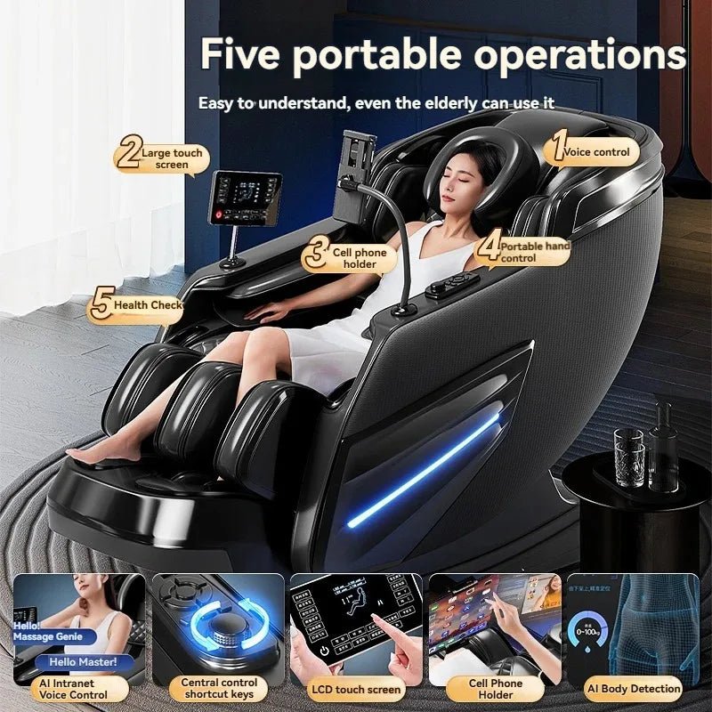 6D AUTO Massage Chair Full Body Massage Zero Gravity Relaxation Recliner with SL - Track Bluetooth Speaker and Heating Function - Wellness Wave Fitness