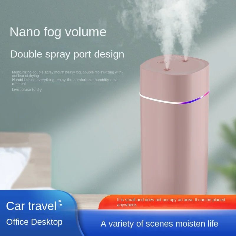 Dual - Nozzle USB Humidifier | 600ml/H Super Mist & Ultra Quiet | Car/Home Moisturizing Device - Wellness Wave Fitness
