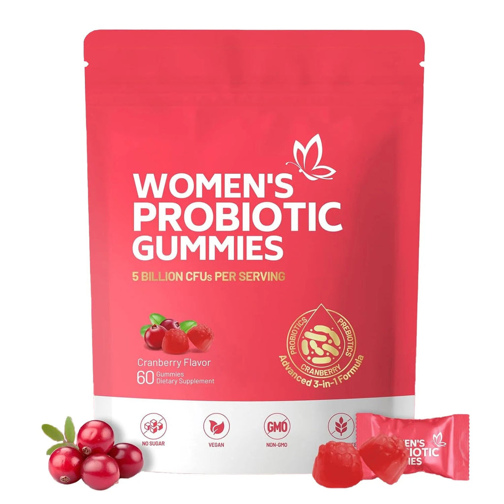 Women's Balance Probiotic Gummie Balanced Flora Vitamin c Immune Support Vegetarian Sour Gummie Cranberry Gummie - Wellness Wave Fitness