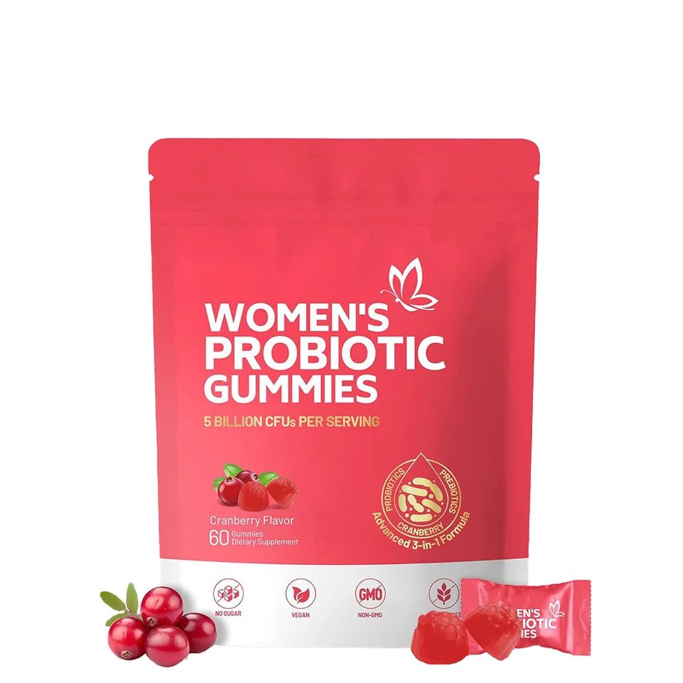 Women's Balance Probiotic Gummie Balanced Flora Vitamin c Immune Support Vegetarian Sour Gummie Cranberry Gummie - Wellness Wave Fitness